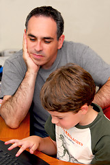 Image showing Father son computer