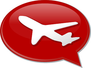 Image showing Airplane air travel word speech bubble illustration