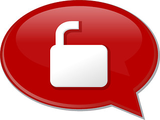 Image showing Unlocked unsecure word speech bubble illustration