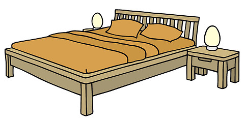 Image showing Wooden double bed