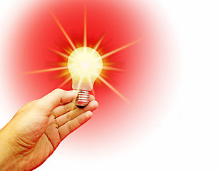 Image showing Background with lit lightbulb