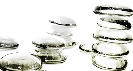 Image showing Lot of Gray Pills - Towers. Macro & Isolated on white