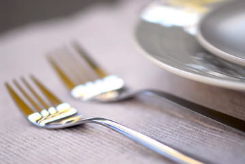 Image showing Plates and cutlery