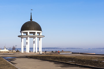 Image showing Spring day on lakeside on city