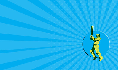 Image showing Business card Cricket Player Batsman Batting Circle Retro