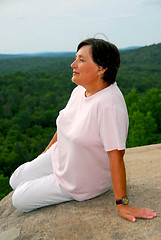 Image showing Woman edge cliff