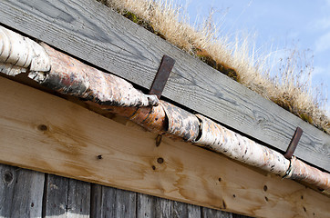 Image showing Roof covered with grass