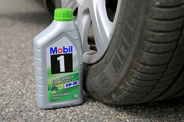 Image showing Container of Mobil1 Fully Synthetic Motor Oil