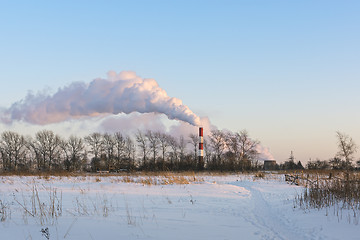 Image showing Emissions into the sky from thermal power plant