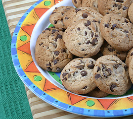 Image showing chocolate chip cookies on a plate