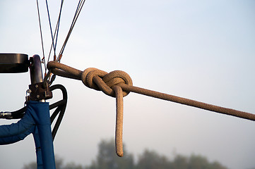 Image showing strong rope tied to cables of hot air balloon