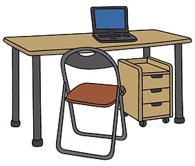 Image showing Desk, chair and laptop