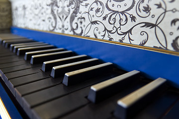 Image showing Old harpsichord keyboard, close-up view