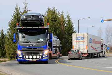 Image showing Volvo FM Car Carrier Hauls New Cars