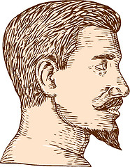 Image showing Male Goatee Side View Etching