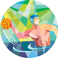 Image showing Water Polo Player Throw Ball Circle Low Polygon