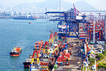 Image showing Containers at Hong Kong commercial port