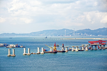 Image showing construction site of Hong Kong Zhuhai Macau Macao Bridge