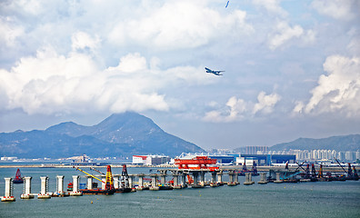 Image showing construction site of Hong Kong Zhuhai Macau Macao Bridge