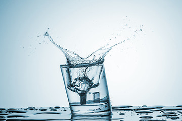 Image showing Water in glass with water splash