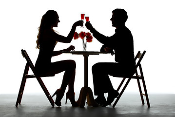 Image showing Couple Having Dinner With Wine Glass On Table