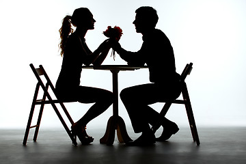 Image showing Couple Having Dinner With Wine Glass On Table