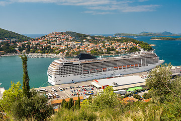 Image showing Dubrovnik, Croatia - September 11, 2009: The big Cruising ship of the MSC Cruises in Croatian town Dubrovnik