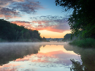 Image showing Colourful sunset on the river