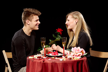 Image showing Portrait Of Romantic Couple e At Dinner