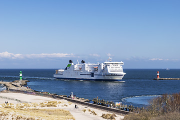 Image showing Warnemunde with passenger ship