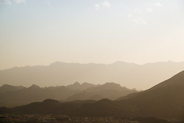 Image showing Sunset mountains Oman