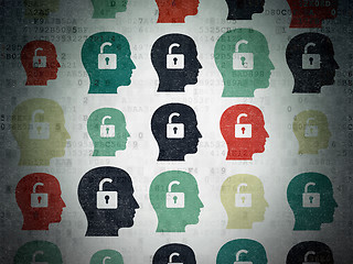 Image showing Business concept: Head With Padlock icons on Digital Paper background