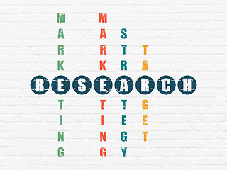 Image showing Marketing concept: word Research in solving Crossword Puzzle