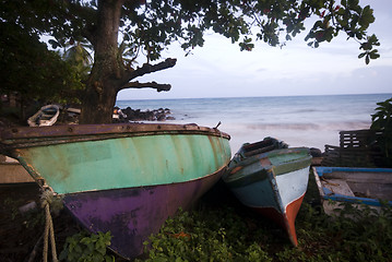 Image showing old boats by the sea