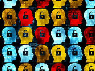 Image showing Finance concept: Head With Padlock icons on Digital background