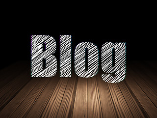 Image showing Web design concept: Blog in grunge dark room