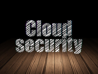 Image showing Protection concept: Cloud Security in grunge dark room