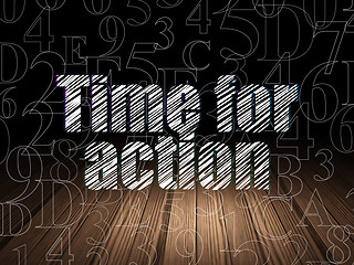Image showing Timeline concept: Time for Action in grunge dark room