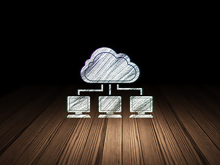 Image showing Cloud computing concept: Cloud Network in grunge dark room