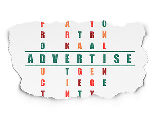 Image showing Advertising concept: word Advertise in solving Crossword Puzzle