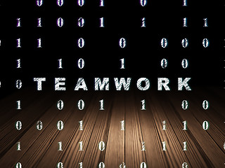 Image showing Business concept: Teamwork in grunge dark room