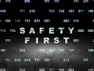 Image showing Security concept: Safety First in grunge dark room