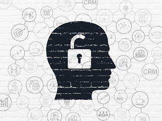 Image showing Finance concept: Head With Padlock on wall background