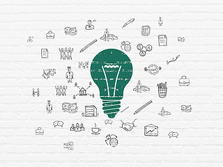 Image showing Finance concept: Light Bulb on wall background