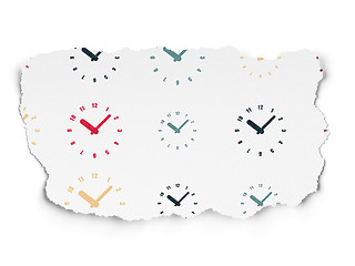 Image showing Time concept: Clock icons on Torn Paper background