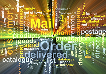 Image showing mail order wordcloud concept illustration glowing