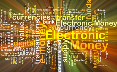 Image showing Electronic money background concept glowing