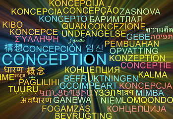 Image showing Conception multilanguage wordcloud background concept glowing