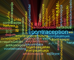 Image showing Contraception multilanguage wordcloud background concept glowing