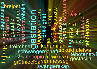 Image showing Gestation multilanguage wordcloud background concept glowing